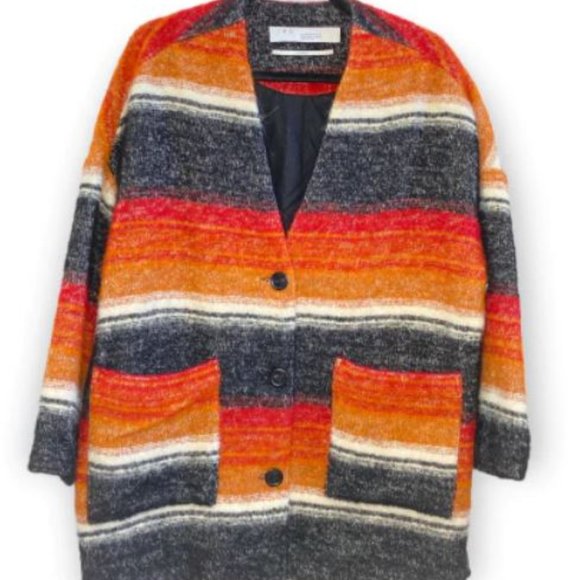 IRO Paris Passion Shacket Jacket Striped Cotton/Mohair/Alpaca/Wool Sz XS (EU 32) - Picture 2 of 7